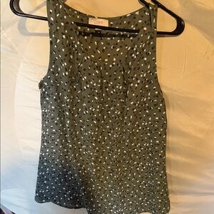 LOFT Olive Green Patterned Sleeveless Blouse